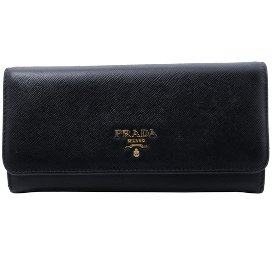 Black Saffiano Long Wallet