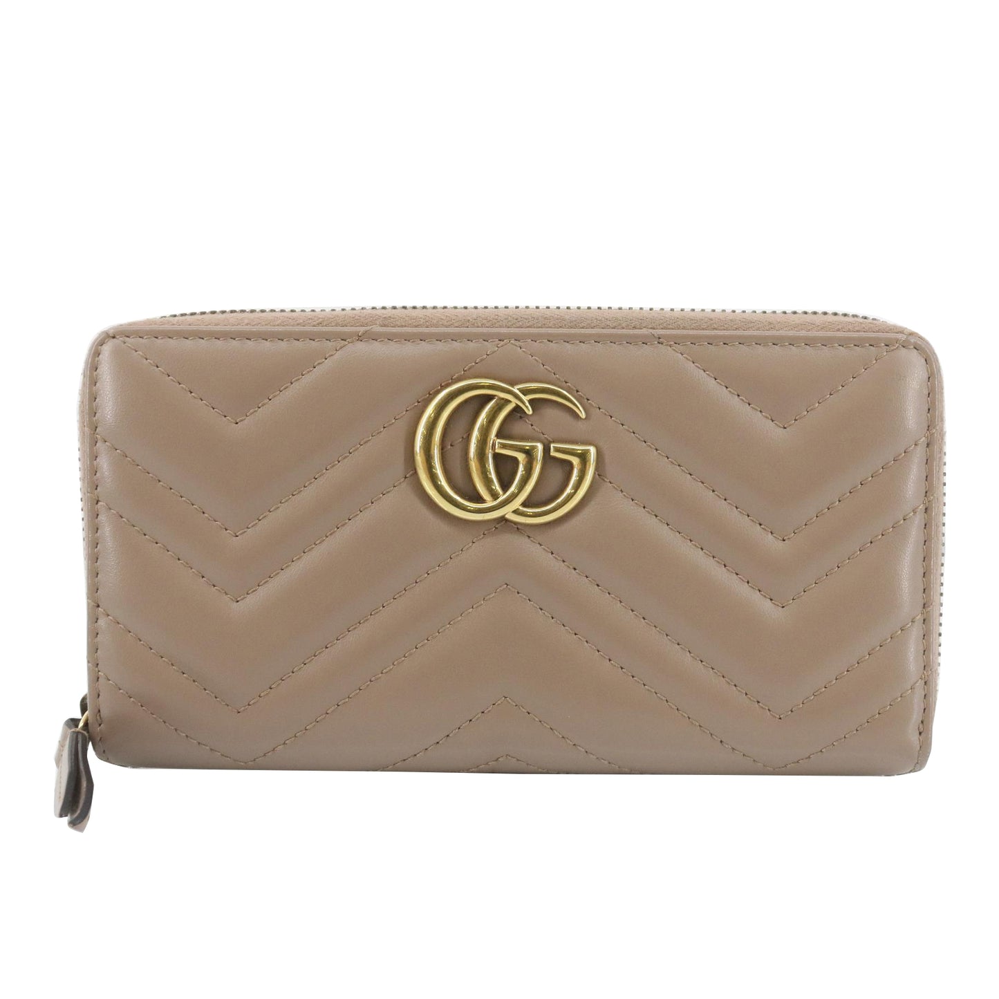 Beige Double GG Zippy Long Wallet