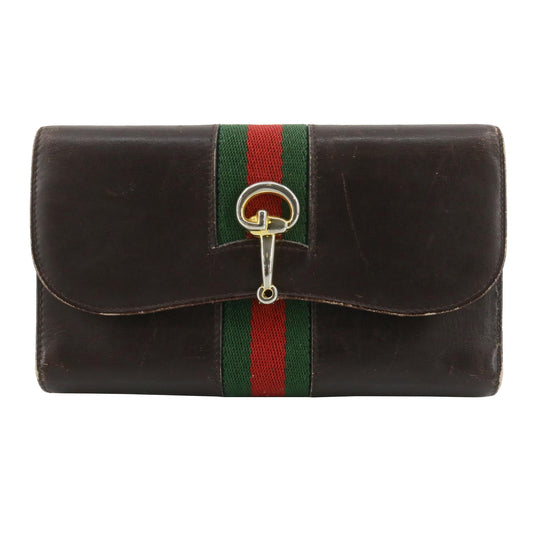 Brown Shelly Line Long Wallet