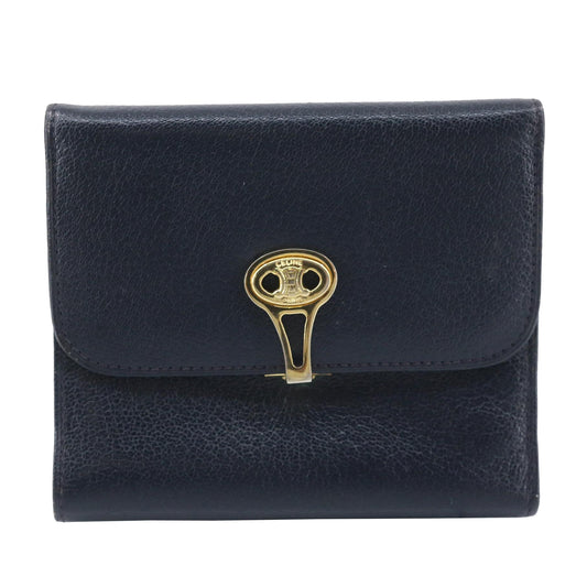 Blue Leather Compact Wallet