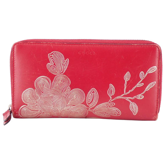 Red Leather Zippy Wallet