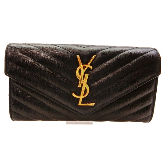 Black Caviar Skin Cassandre Long Wallet