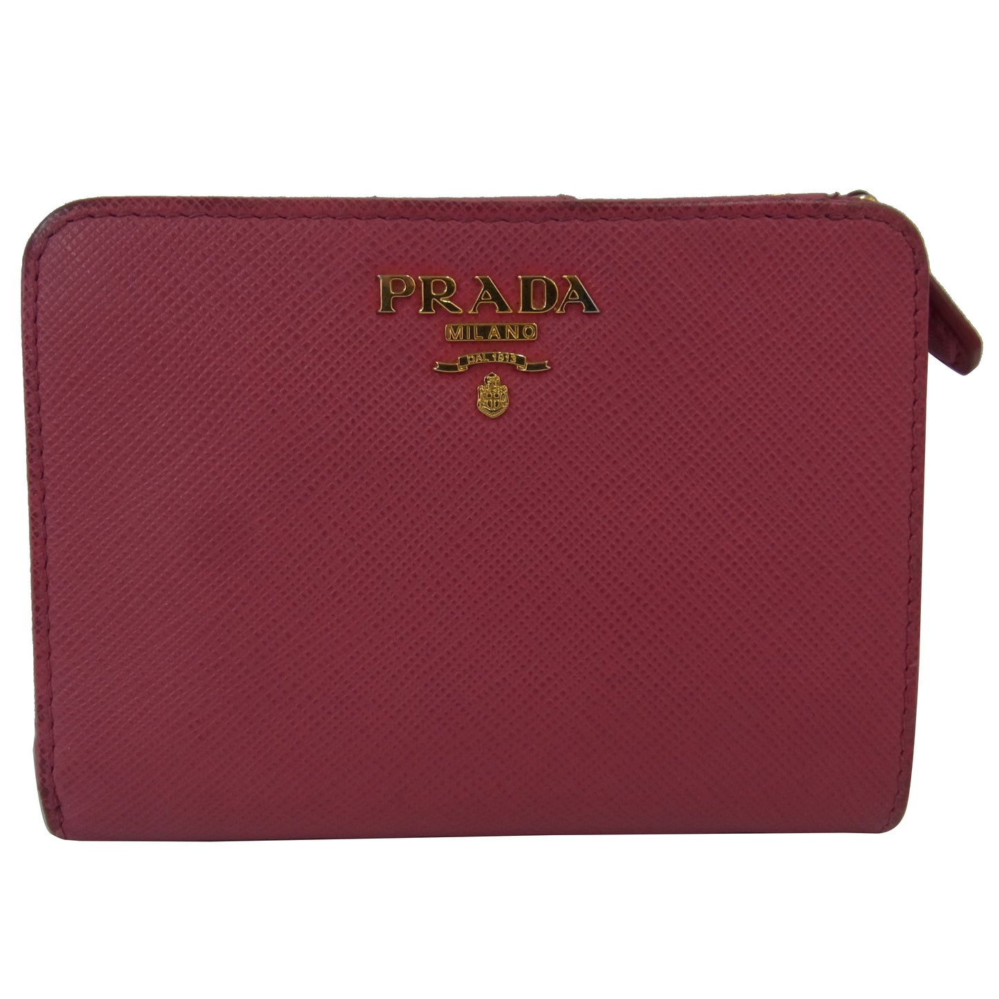 Pink Saffiano Short Zipper Wallet