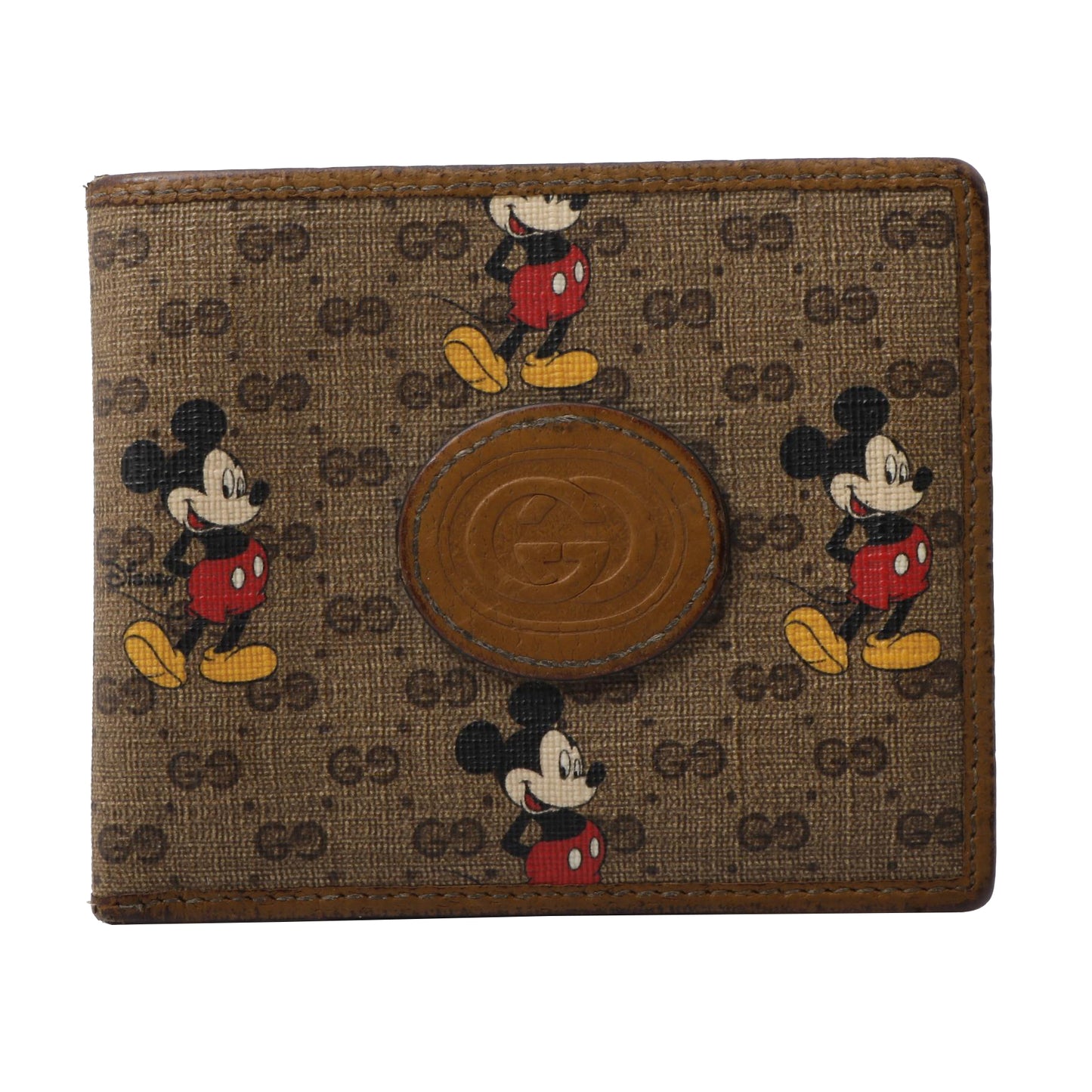 Brown Gucci X Mickey Mouse Bi-fold Wallet