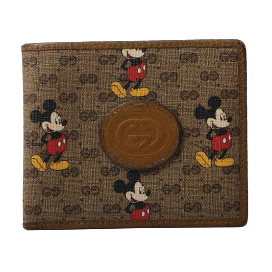 Brown Gucci X Mickey Mouse Bi-fold Wallet