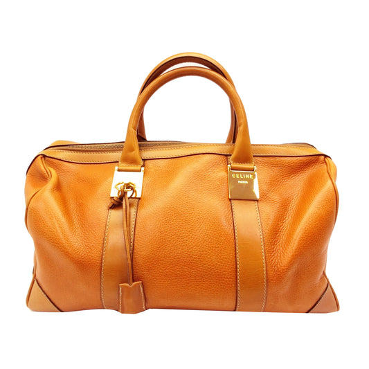 Orange Leather Boston bag