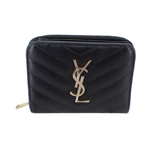 Black Caviar Skin Compact ZIppy Wallet