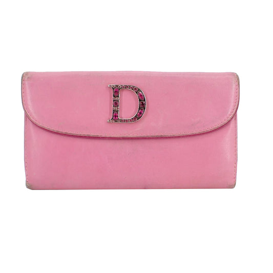 Pink Leather Long Wallet