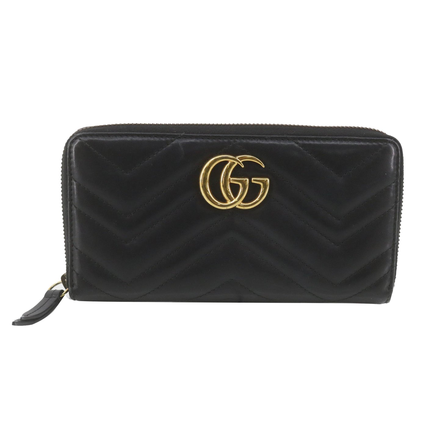 Black GG Marmont Zip Long Wallet