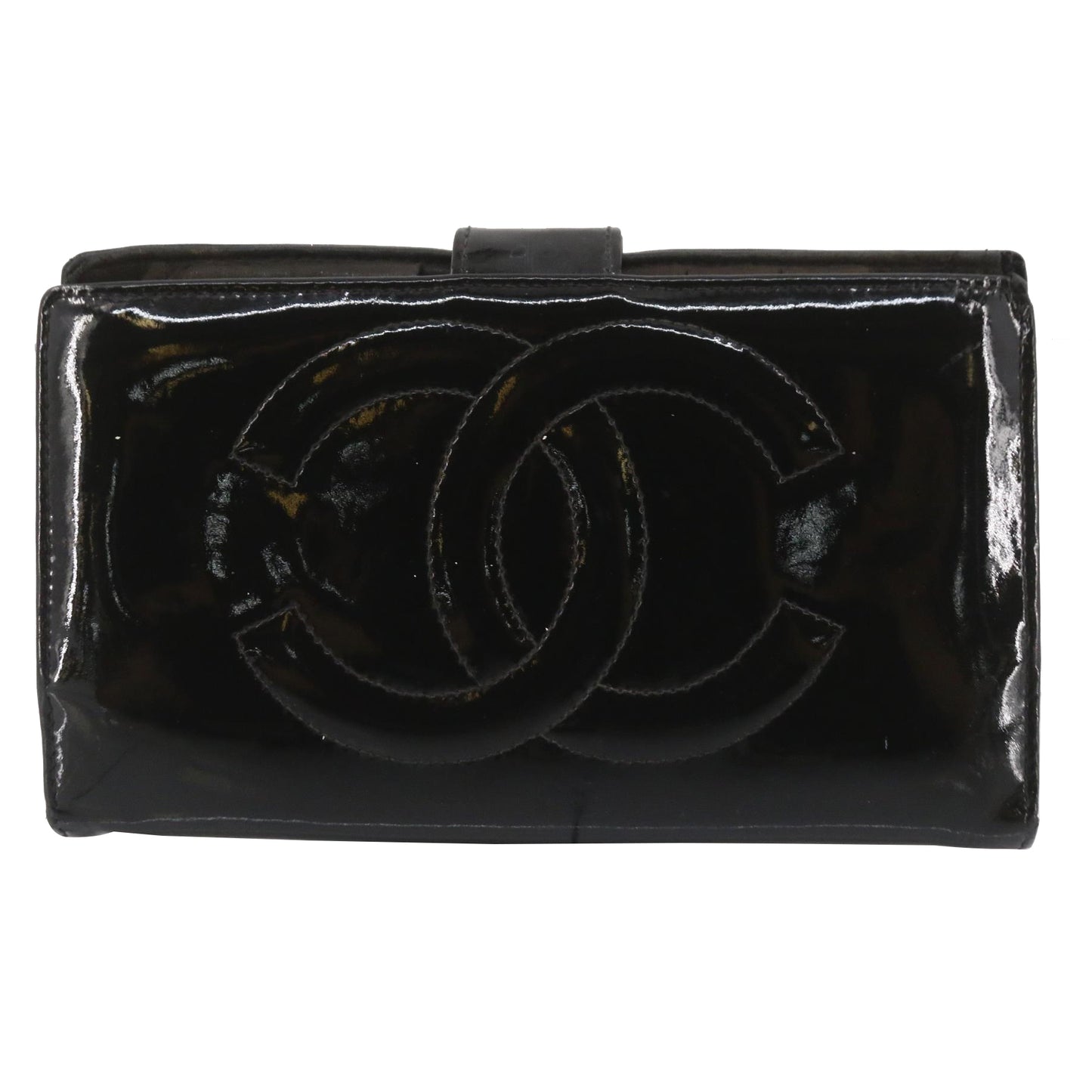 Black Enamel Compact Wallet