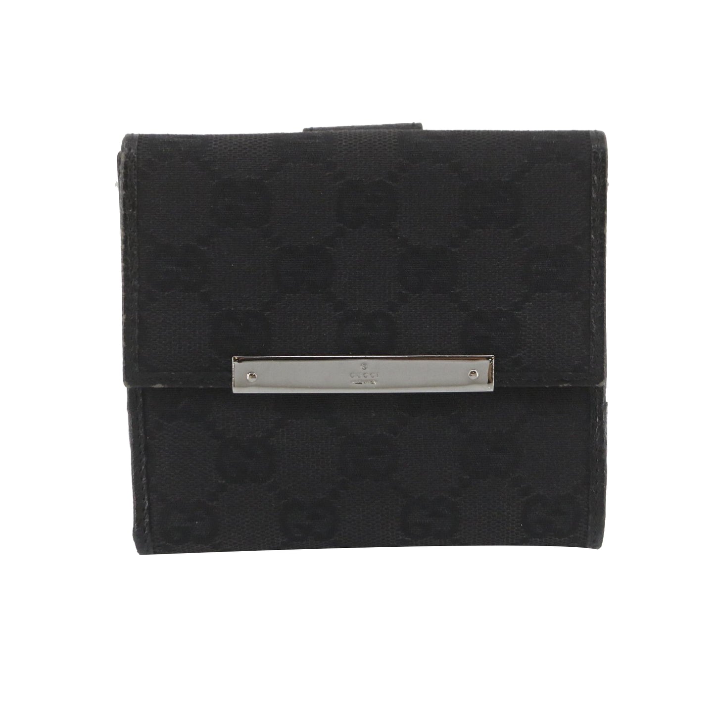 Black GG Canvas Compact Wallet