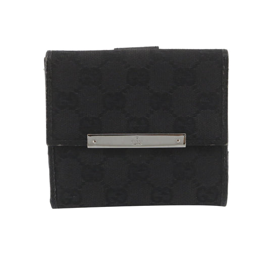 Black GG Canvas Compact Wallet