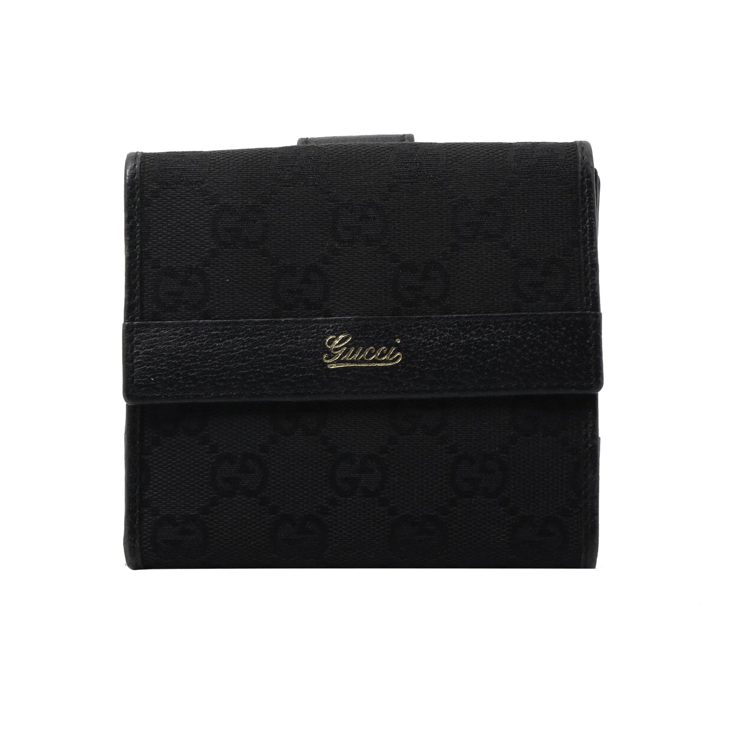 Black GG Canvas Compact Wallet