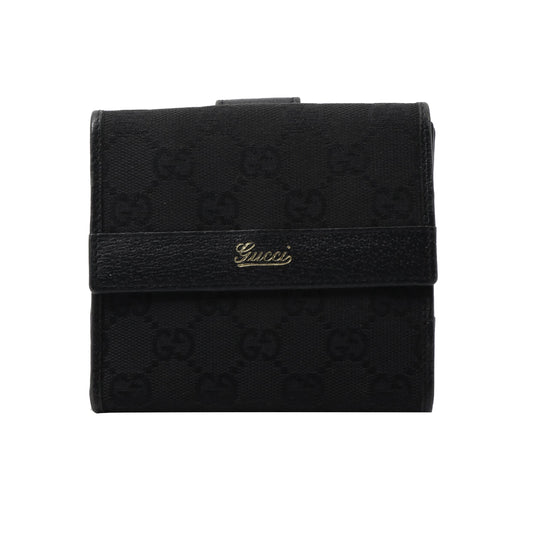 Black GG Canvas Compact Wallet