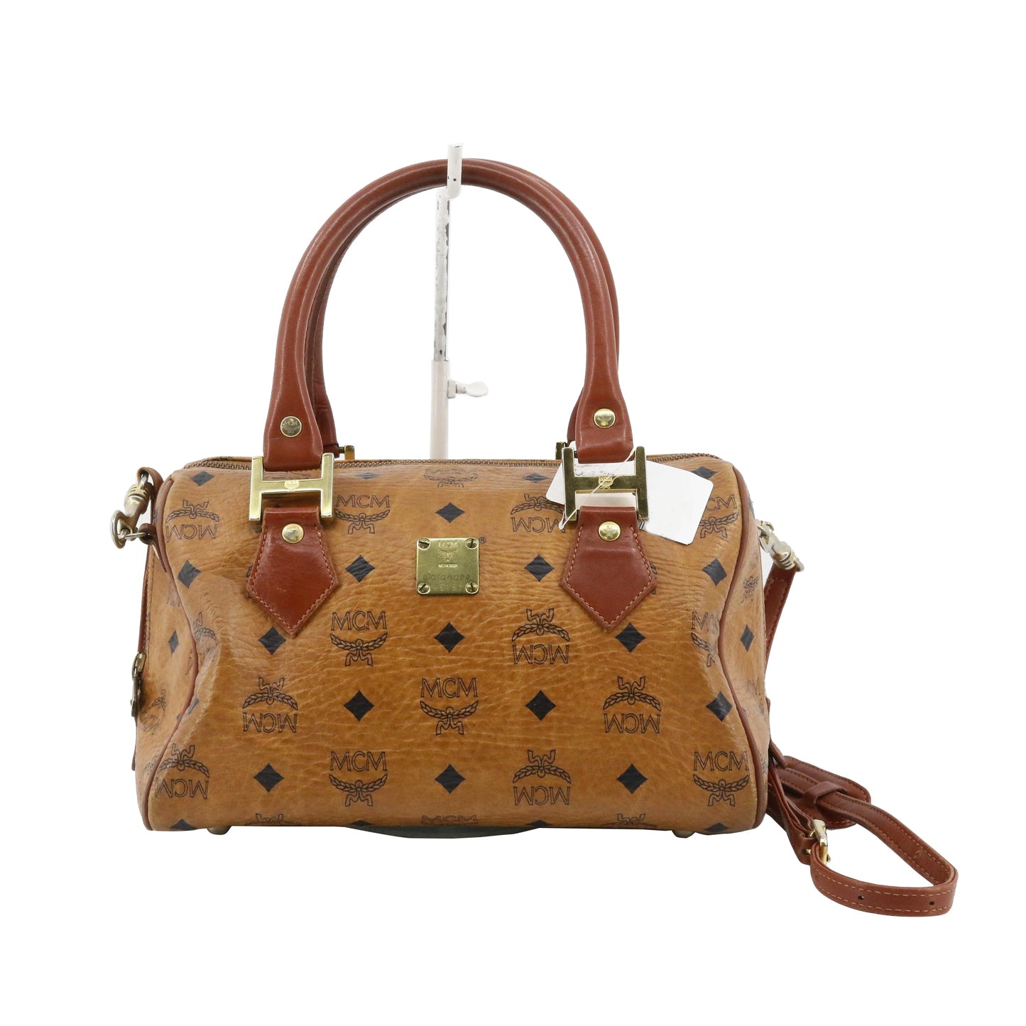 Brown Visetos Mini Boston Bag