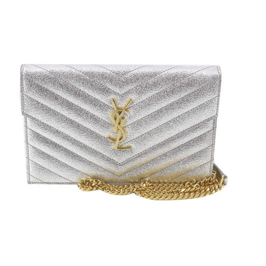 Silver Cassandra Paris Envelope Chain Bag