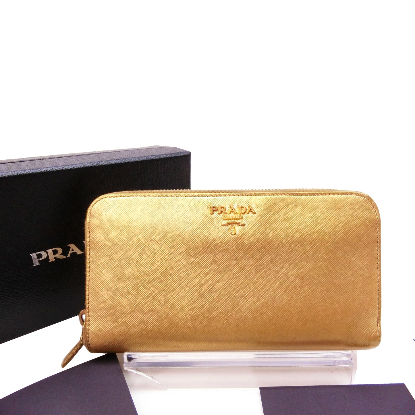 Gold Saffiano Zippy Wallet