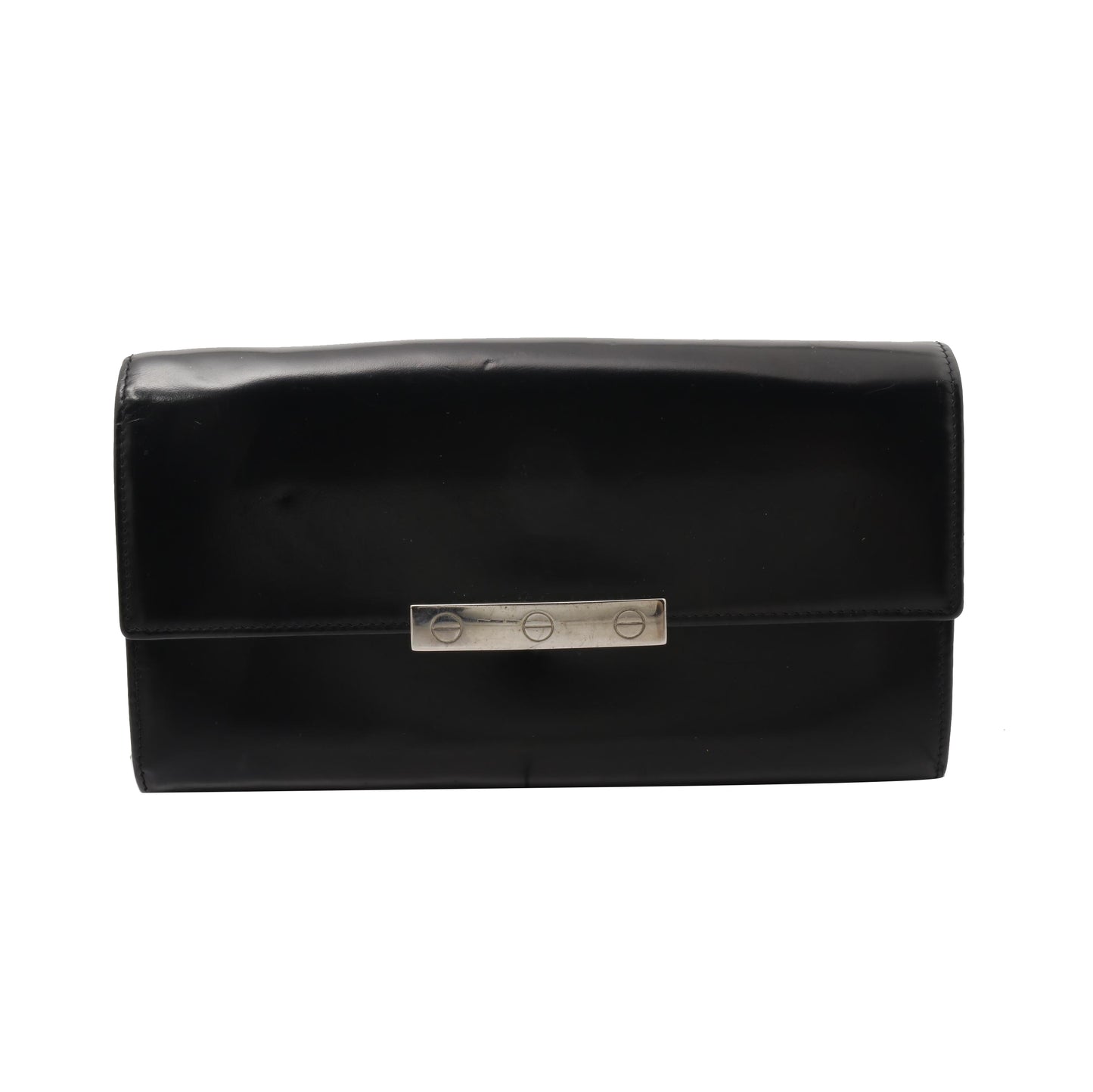 Black Leather Bi-fold Long Wallet