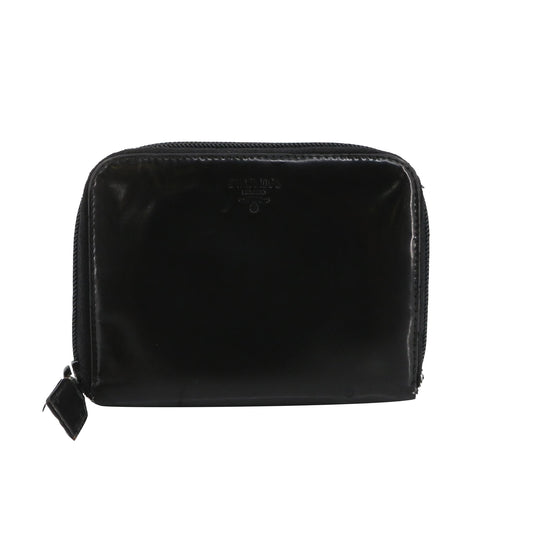 Black Leather Zippy Wallet