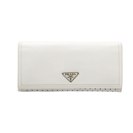 White Leather Long Wallet