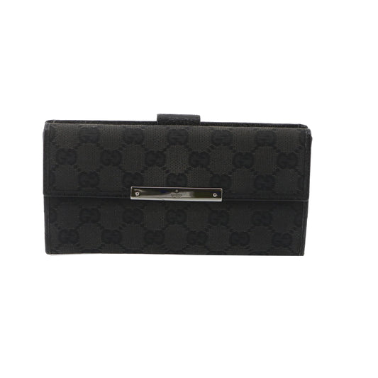 Black GG Canvas Long Wallet