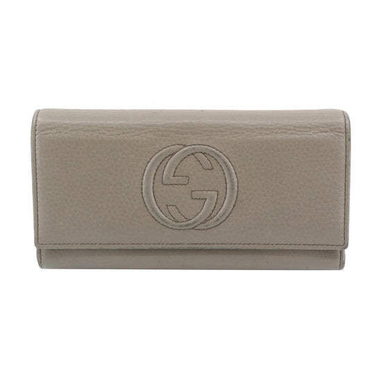 Gray Leather Long Wallet