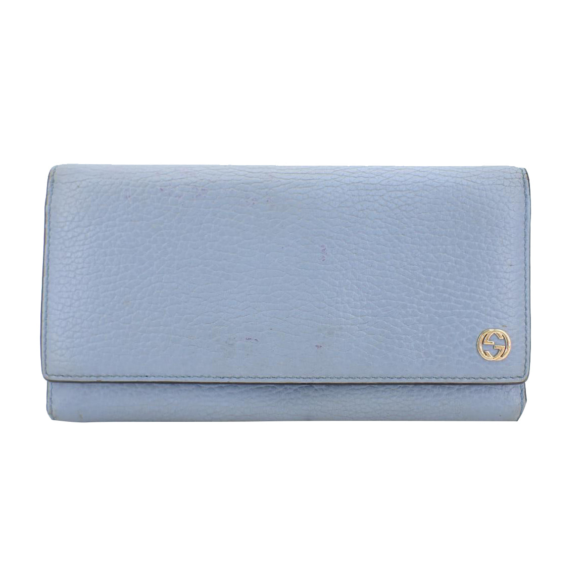 Blue Leather Bi-Fold Long Wallet