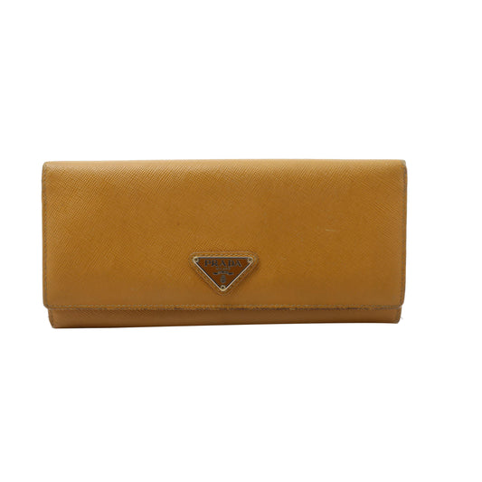 Brown Leather Bi-Fold Long Wallet