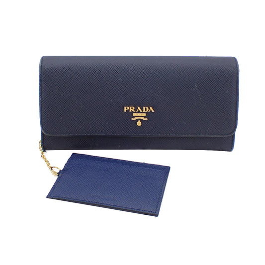 Blue Saffiano Long Wallet