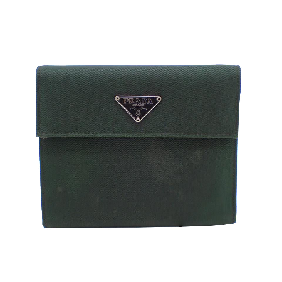 Green Nylon Tri-fold Wallet