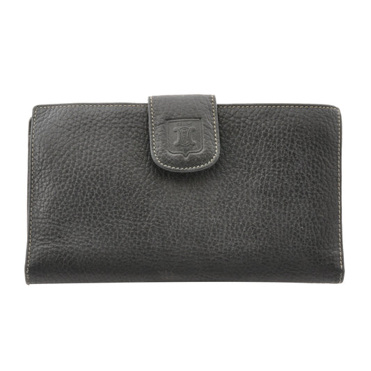 Black Leather Compact Long Wallet