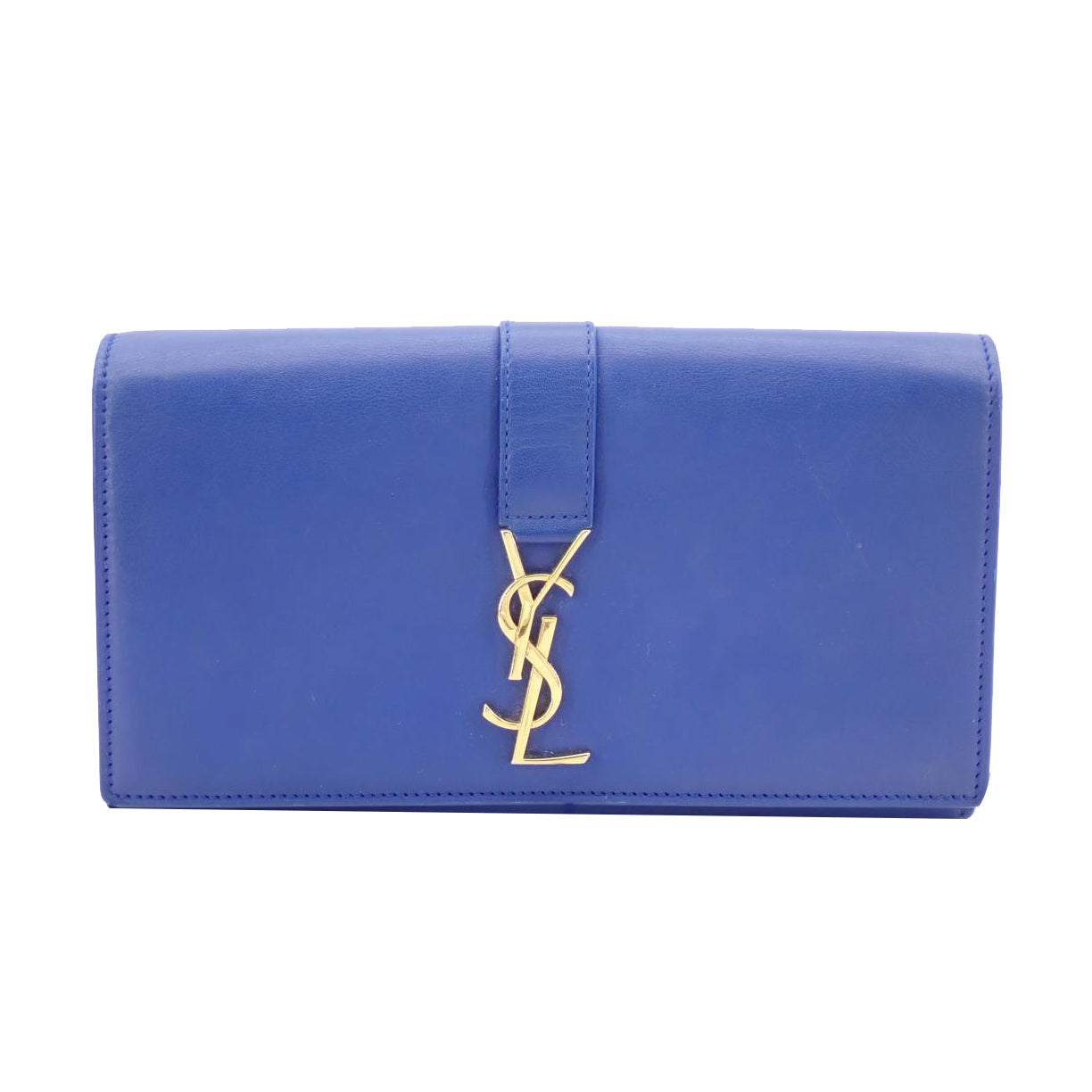 Blue Leather Long Wallet