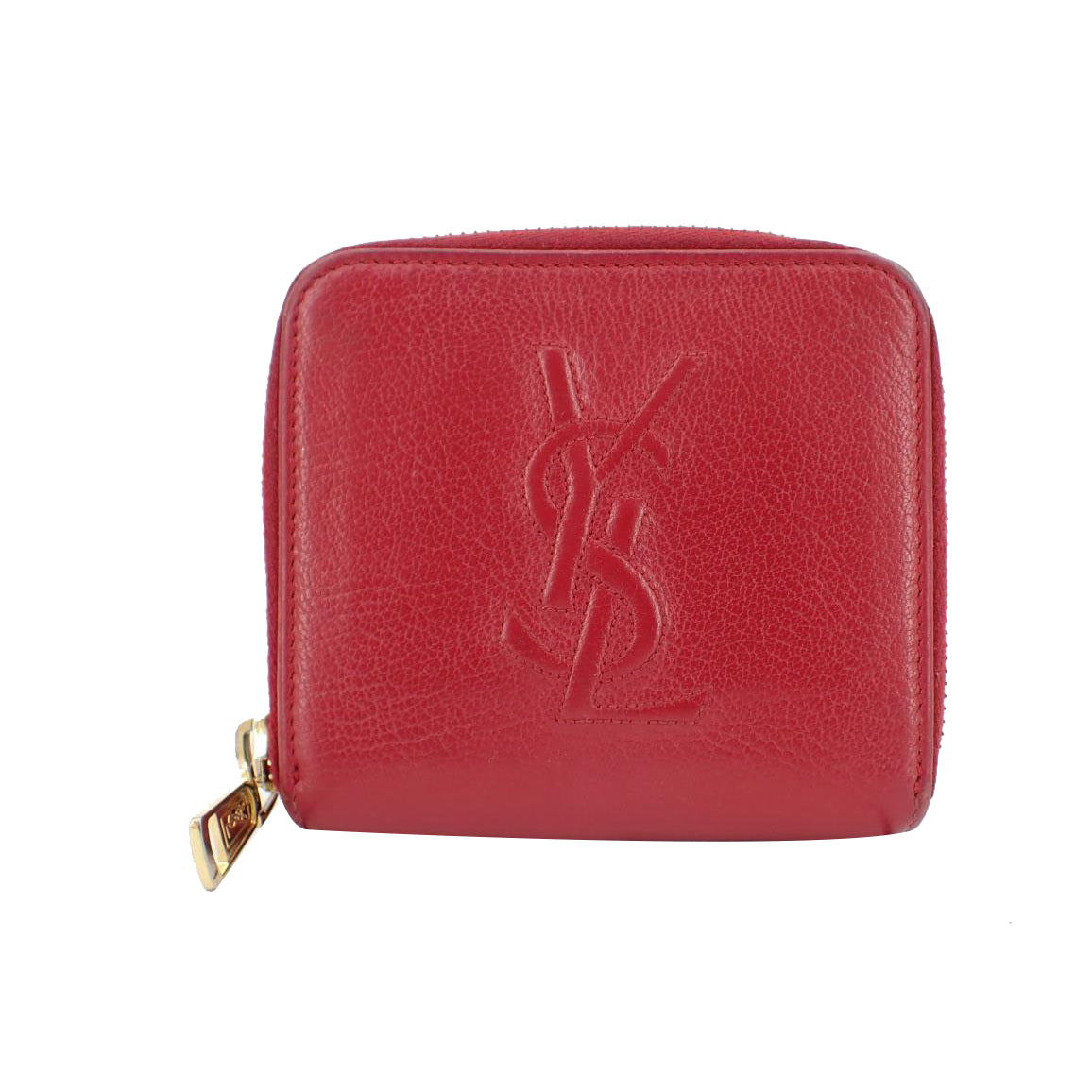 Red Leather Zippy Compact Wallet