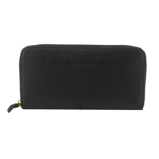 Black Leather Zippy Wallet