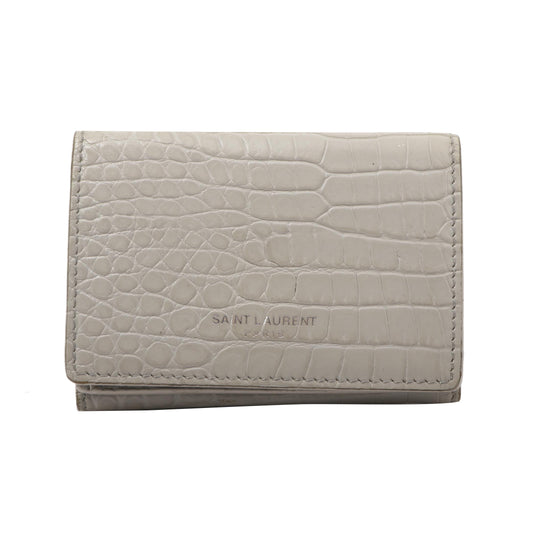 White Calfskin Compact Wallet