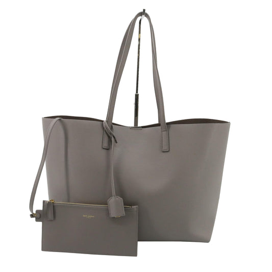 Grey Leather Tote Bag