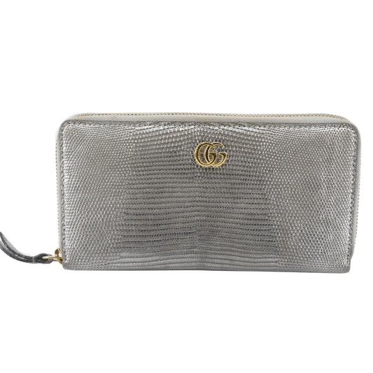 Silver Lizard Leather Zippy Wallet