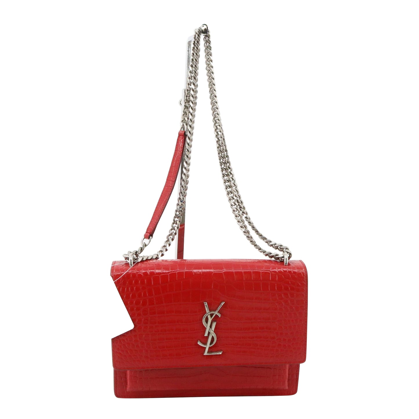 Red Crocodile Shoulder bag w/ Chain