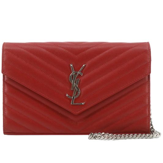 Red Caviar Skin Shoulder bag w/ Chain