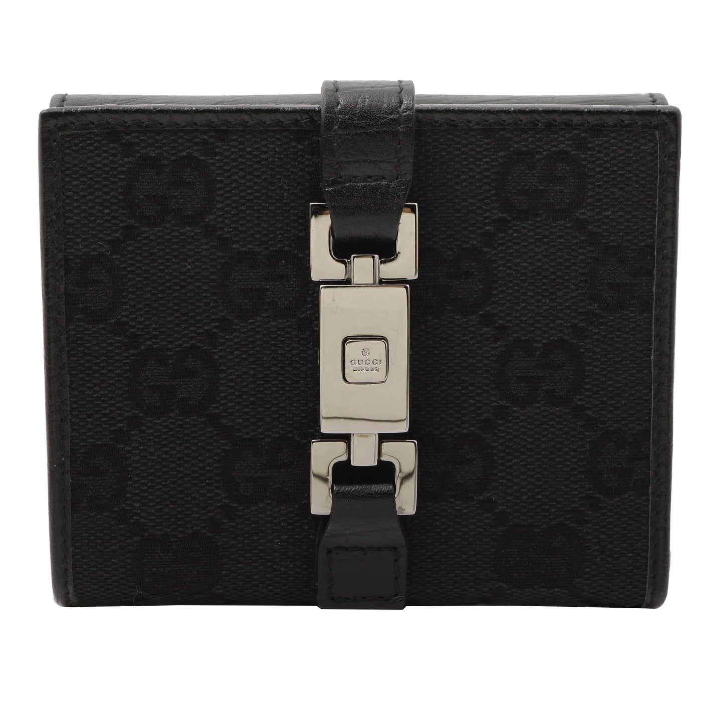 Black GG Canvas Jackie Compact Wallet