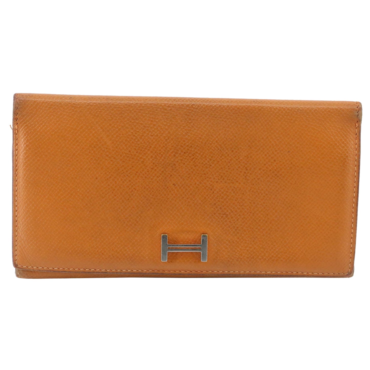 Orange Leather Tri-Fold Wallet