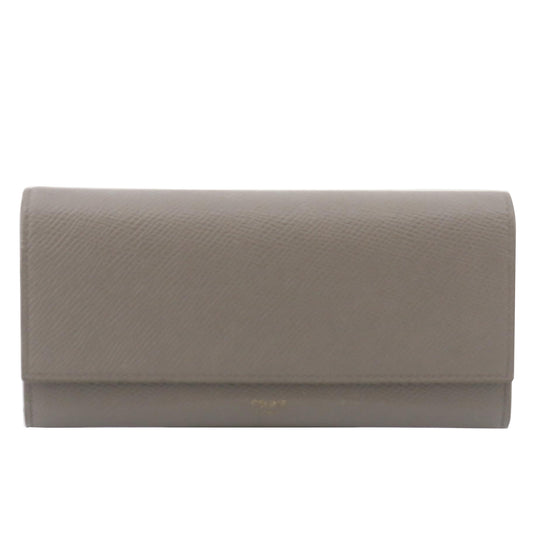 Grey Leather Long Wallet