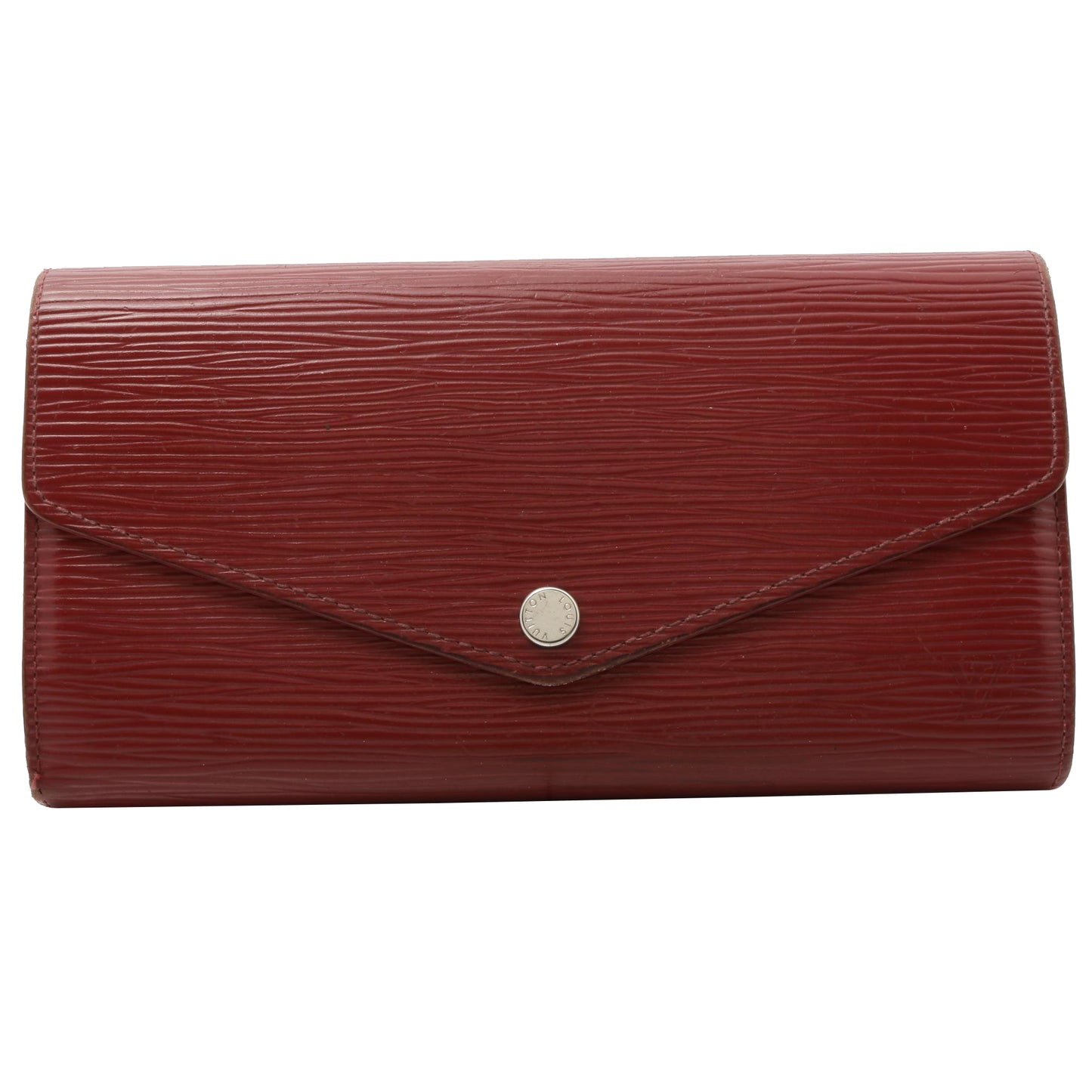 Epi Burgundy Sarah Wallet