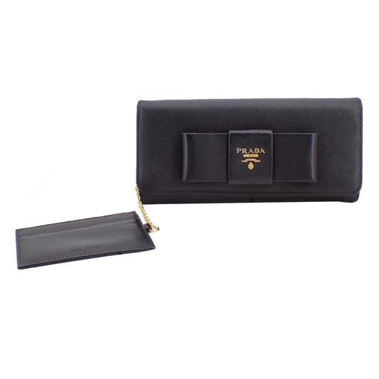 Black Saffiano Long Wallet