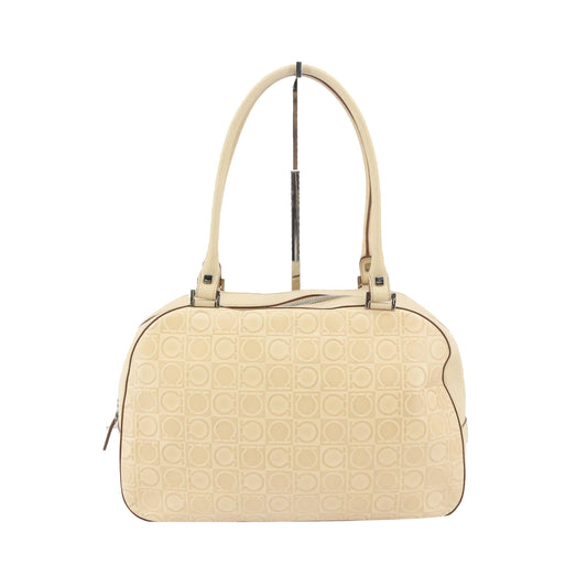 Beige Gancini Shoulder Bag