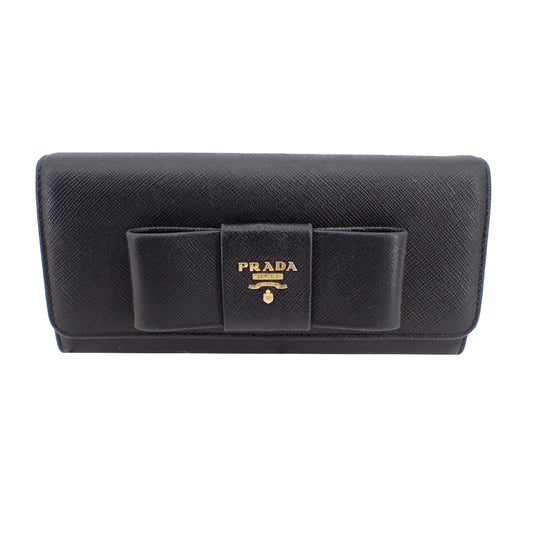 Black Saffiano Leather Long Wallet