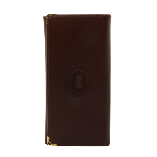 Bordeaux Leather Long Wallet