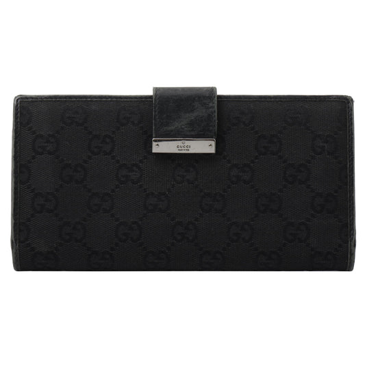 Black GG Canvas Long Wallet