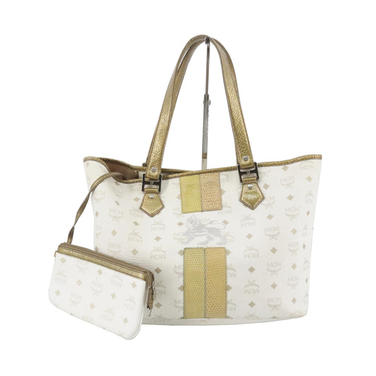 White Visetos Tote Bag w/ Pouch