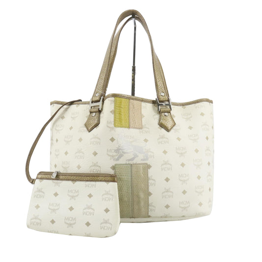 White Visetos Tote Bag w/ Pouch